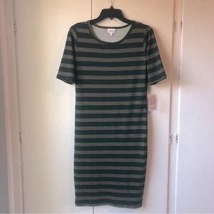 Green & striped Julia LuLaRoe dress, size S